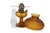 Circa 1930-1955 Mantle Lamp Company Aladdin Nu Type Model B oil lamp. Grooved amber glass beehive base and quilted /...