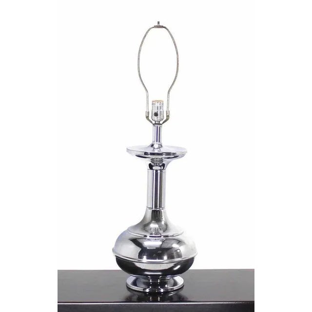 Chrome Base Mid-Century Modern Turn Shape Table Lamp For Sale - Image 6 of 7