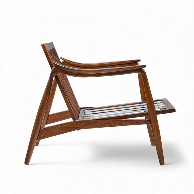 Lawrence Peabody for Richardson Nemschoff Mid Century Ebonized Walnut and Cane Lounge Chairs - Pair For Sale - Image 11 of 12