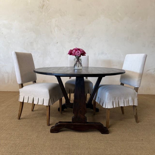 Lyon Reclaimed European Pine Oval Dining Table or Center Table in Walnut Finish For Sale - Image 10 of 10