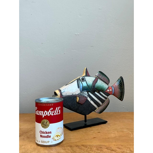 Vintage Hand Painted Ceramic Fish Sculpture on Stand For Sale - Image 13 of 14