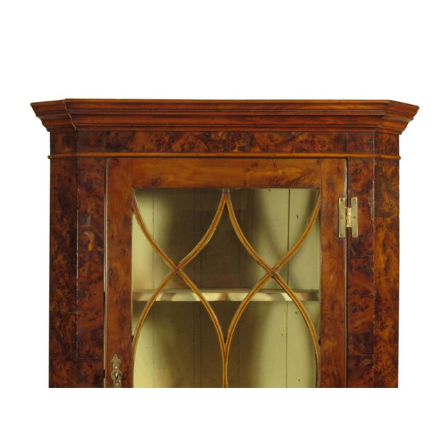 Wood 19th-C. English Burlwood Corner Cabinet For Sale - Image 7 of 8