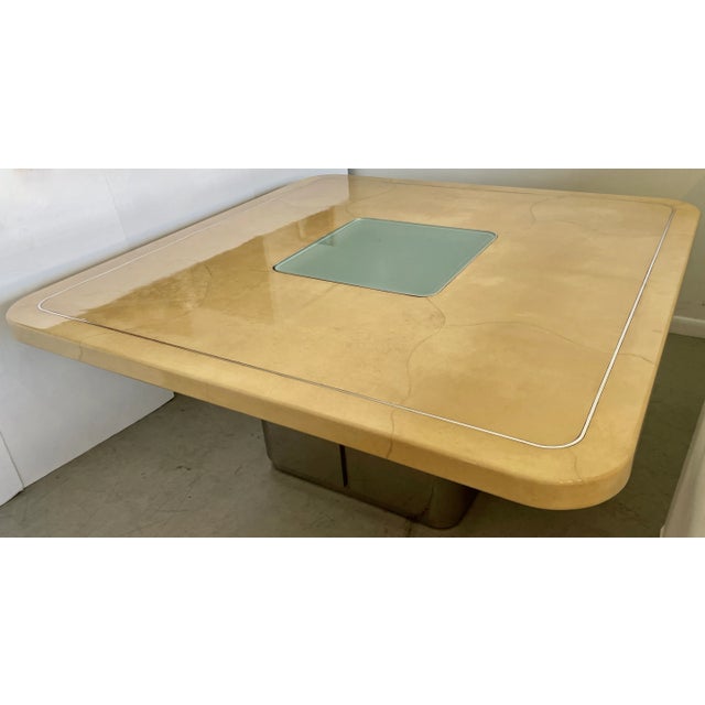 1980s Karl Springer Attr. Large Square Goatskin Dining Table For Sale - Image 5 of 12