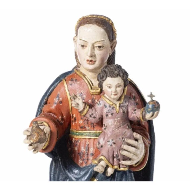 Our Lady with Child Jesus Savior of the World, 17th Century For Sale - Image 4 of 6