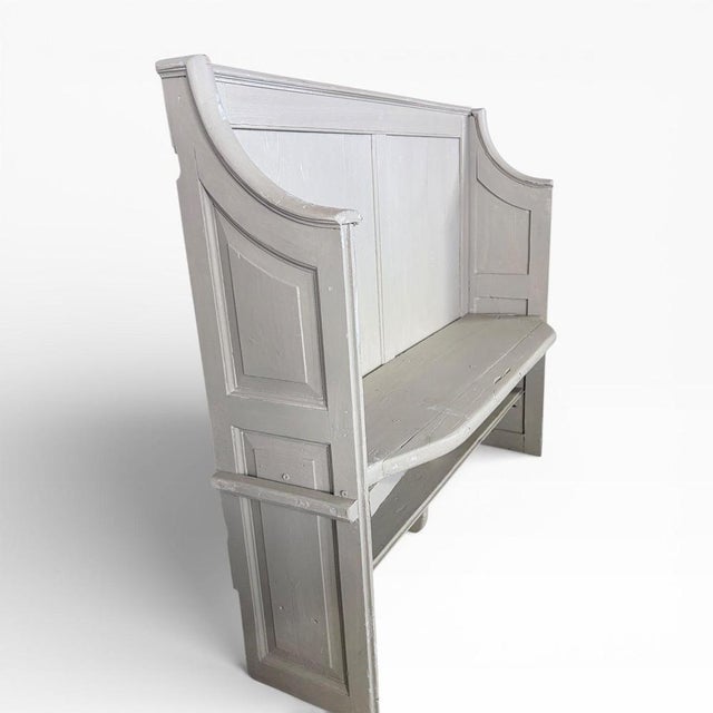 Vintage Painted Pine Church Pew For Sale - Image 6 of 7