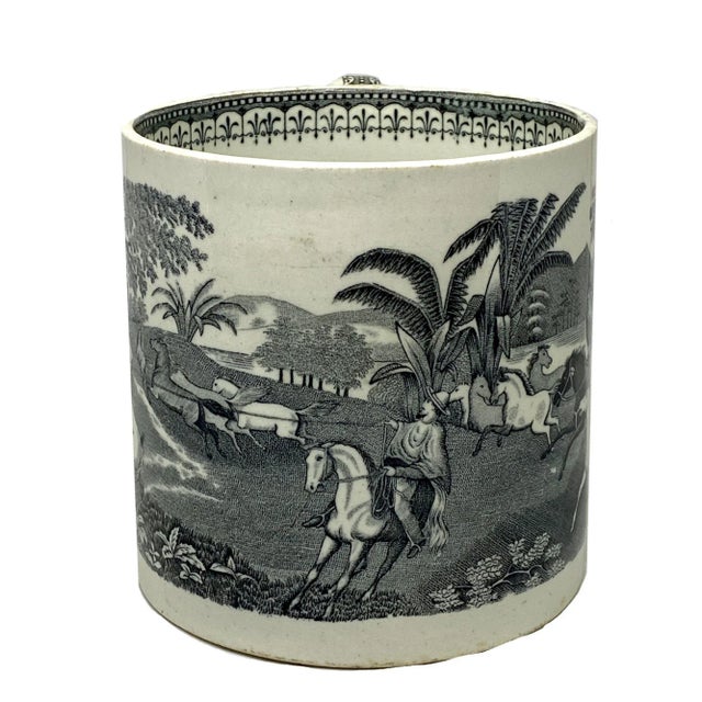 English 19th Century Egersunds Fayance Fabric Norwegian Ceramic Horse Round Up Mug For Sale - Image 3 of 7