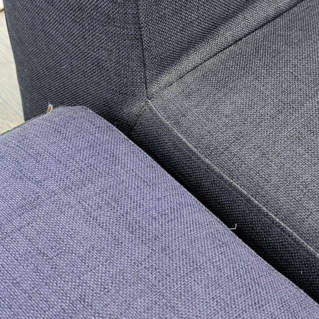 Cb2 Modern Dark Blue Sectional Sofa With Chaise and Metal Legs For Sale - Image 9 of 9