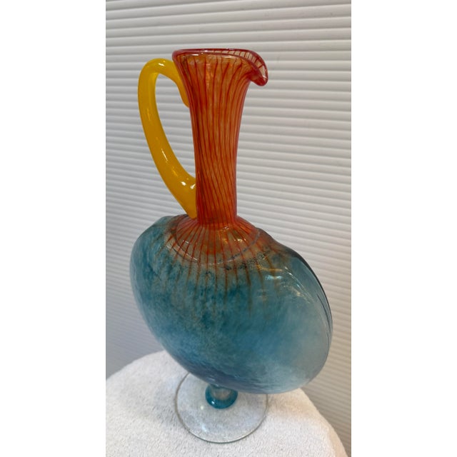 Design Plus Gallery presents the Bon Bon Post Modern Art Glass Pitcher + Coordinating Goblet for Kosta Boda by Kjell...