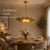 Metal Handcrafted Brass Flower Chandelier, Sculptural Petal Ceiling Light, Antique Finish For Sale - Image 7 of 8