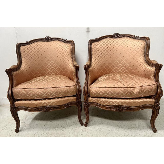 Louis XV Style Bergère Armchairs in Natural Wood, 1900s, Set of 2 For Sale - Image 9 of 14