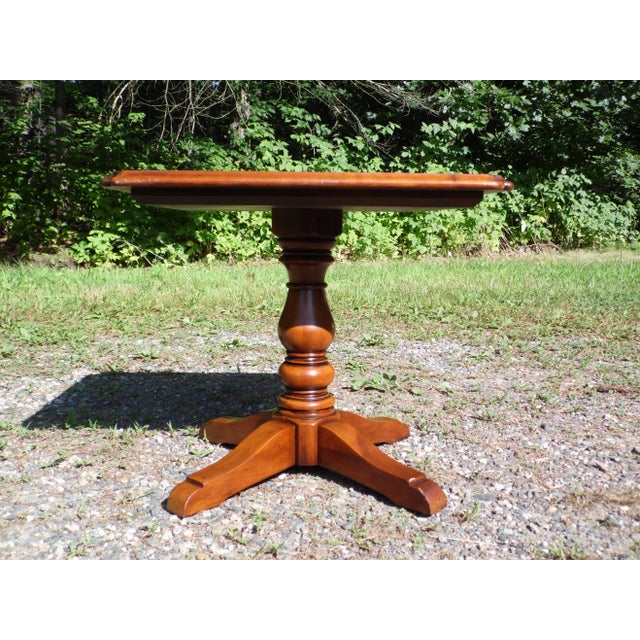 Vintage Pair Statton Oldtowne Solid Cherry Stone Top Pedestal End Tables For Sale - Image 10 of 13