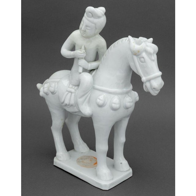 Chinoiserie Blanc De Chine Figure on Horseback Sculpture For Sale - Image 3 of 7