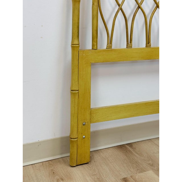 Mid 20th Century Coastal, Yellow Faux Bamboo, Hollywood Regency, Twin Headboard, Woven Details For Sale - Image 9 of 10