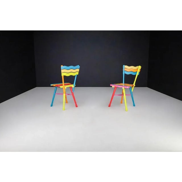 1960s Mid-Century French Folk Art Painted Beechwood Chairs, France, 1960s, Set of 2 For Sale - Image 5 of 13