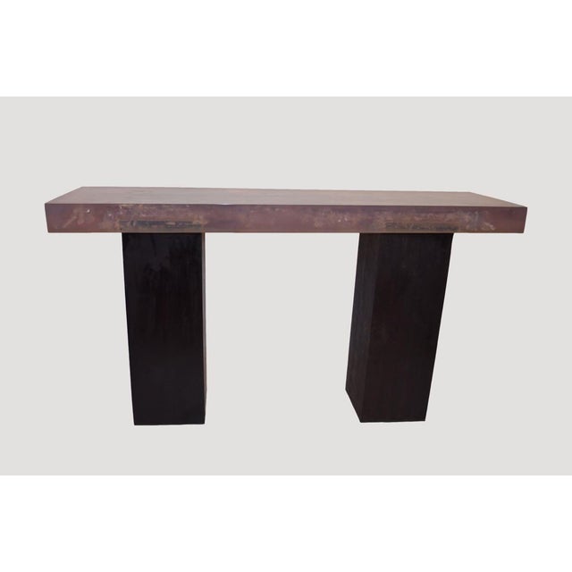 Modern Andrianna Shamaris Resin Console Top with Espresso Stained Wood Base For Sale - Image 3 of 5