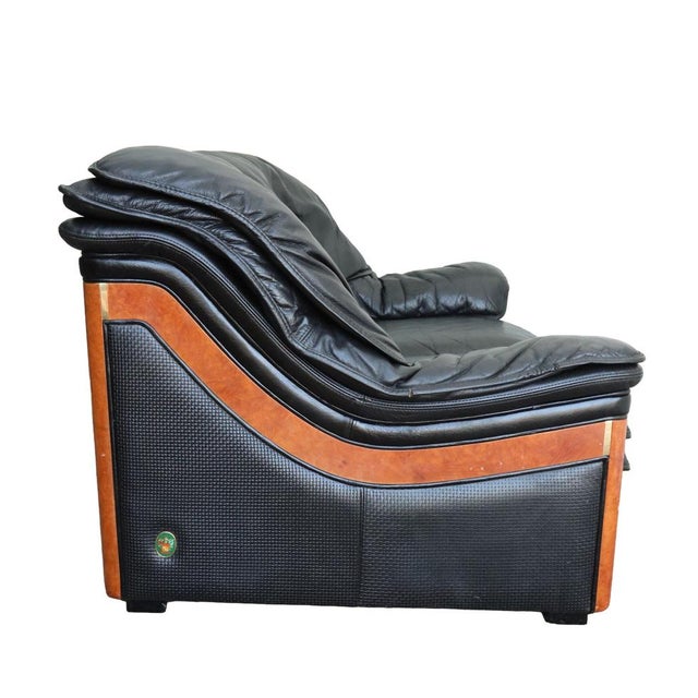 Vintage Two-Seater Sofa in Black Leather by Paolo Gucci for Formitalia, Italy, 1991 For Sale - Image 13 of 18