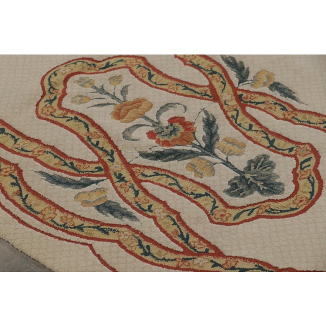 Rug & Kilim’s Tudor Style Rug in Beige-Cream With Geometric and Floral Patterns For Sale In New York - Image 6 of 9
