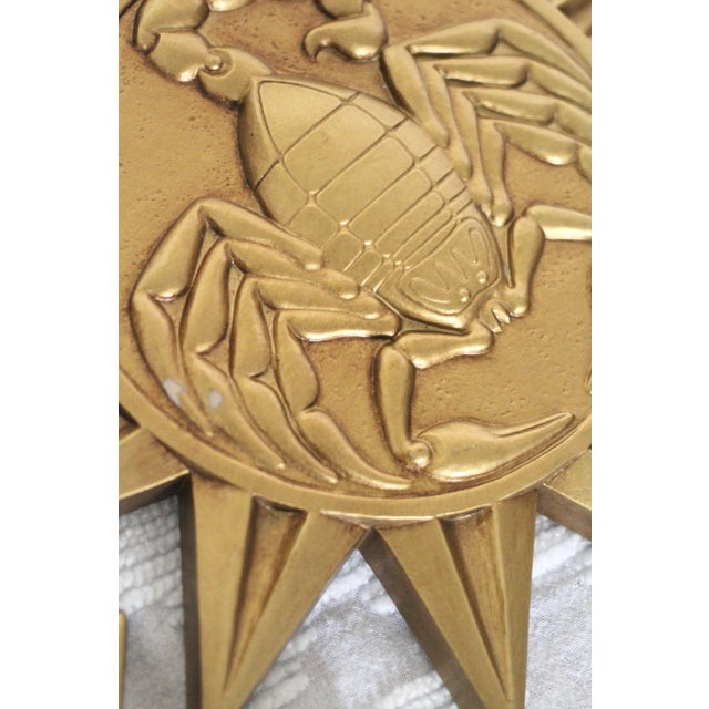 Gold 1960s Syroco Gold Zodiac Plaques Cancer For Sale - Image 8 of 9