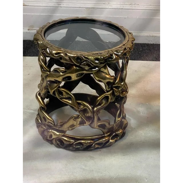 Gold 1980s Modernist Gold Taffy Resin Tables in the Manner of Tony Duquette - A Pair For Sale - Image 8 of 9