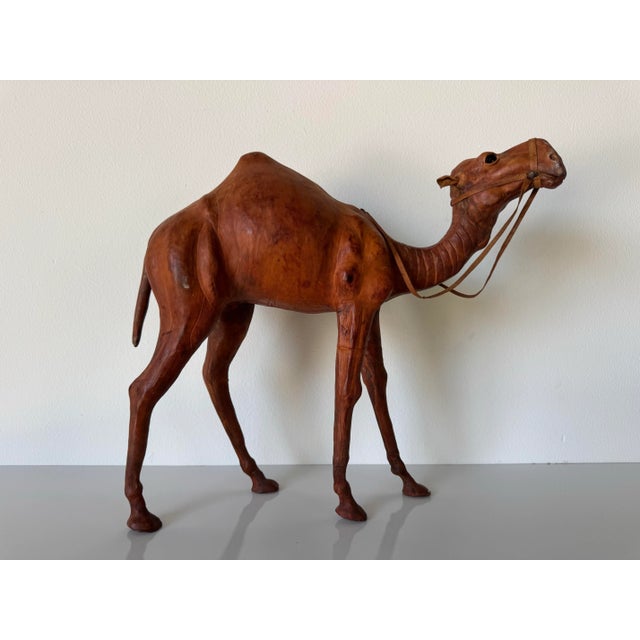 Mid-Century Modern Vintage Leather Camel Sculptures – A Pair/ Sold For Sale - Image 3 of 11