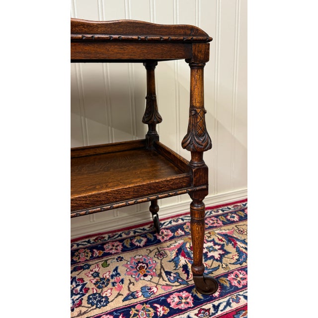 CHARMING Antique English Oak Two-Tier Tea/Pastry Cart, Trolley or End Table Side Occasional Table~~c. 1930s Excellent...