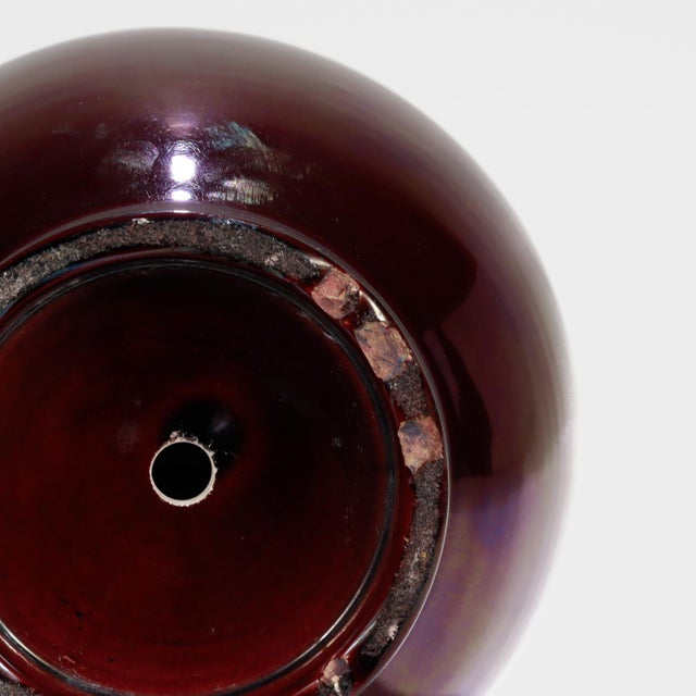 Antique Chinese Porcelain Mallet Form Vase in Aubergine or Eggplant For Sale - Image 10 of 13