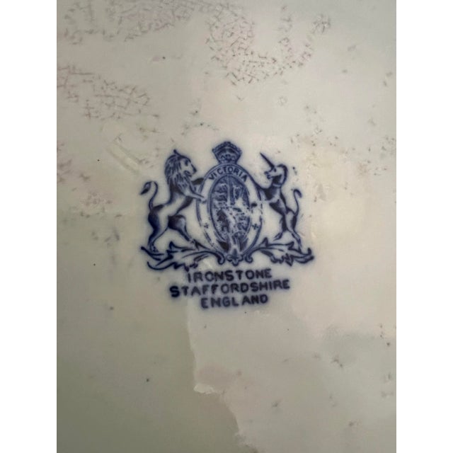 Antique Pitcher & Wash Basin Bowl Ironstone Staffordshire Set of 2 For Sale - Image 12 of 12