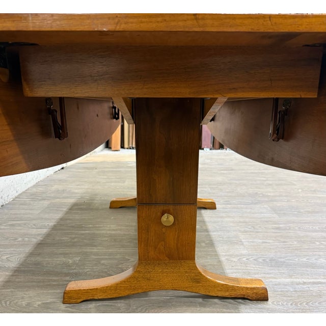 Mid 20th Century Vintage Mid Century Modern Walnut Convertible Dining and Coffee Trestle Table For Sale - Image 5 of 18