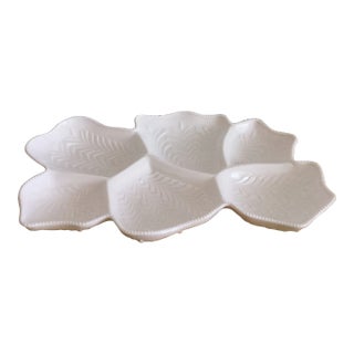 Vintage White Porcelain Divider Servering Dish For Sale
