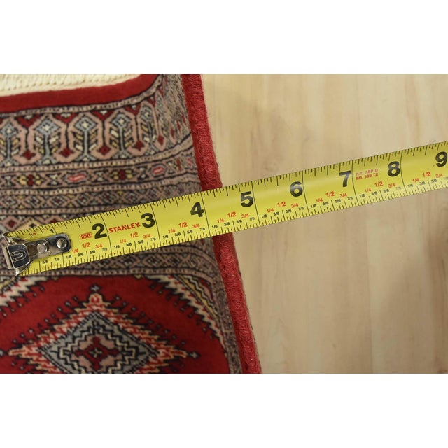 Bokhara Jaldar Rug 4’1” X 6’2” Red Wool Tribal Hand-Knotted Oriental Carpet For Sale - Image 10 of 12