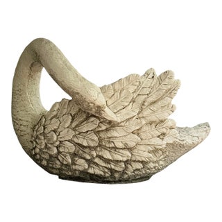 Large Cast Stone Swan 29.5” Garden Ornament Planter by Brookwood Community 1997 For Sale