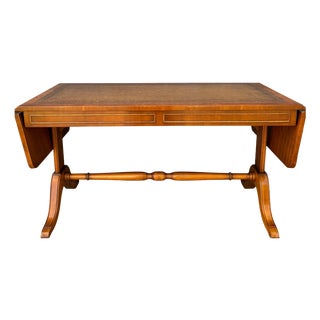 Spanish Drop-Leaf Writing Table with Leather Top, 1950 For Sale