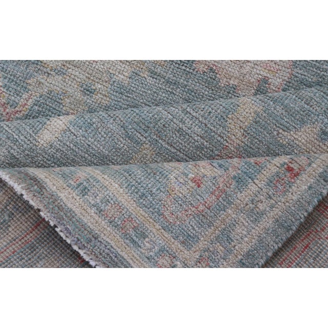 Gray Modern Oushak Rug With a Light Blue-Gray Field by Keivan Woven Arts 3'11"x5'11" For Sale - Image 8 of 9
