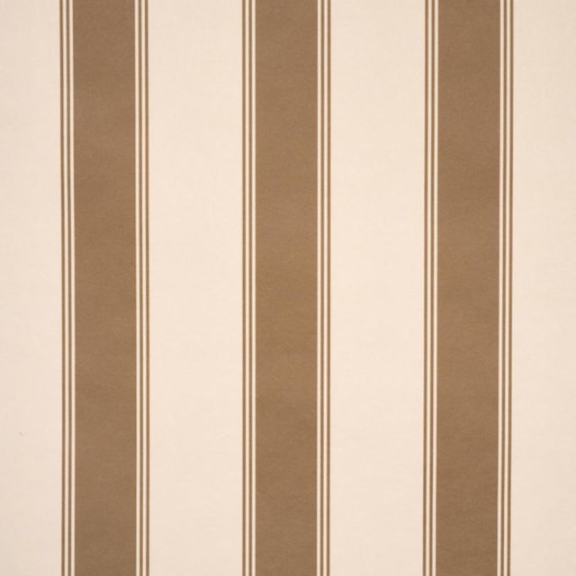 Sample - Schumacher Rafe Stripe Wallcovering In Chocolate For Sale In New York - Image 6 of 6