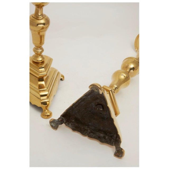 Pair Tall Continental Baroque Brass Candlesticks For Sale - Image 4 of 6