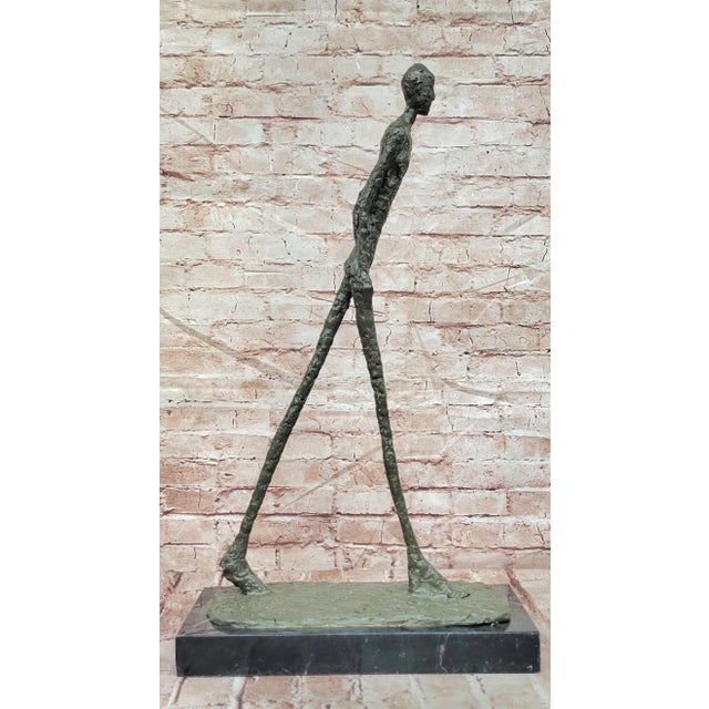 Alberto Giacometti Gia Style Surrealist Walking Man Figure Bronze Sculpture For Sale - Image 4 of 10