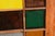 Auburn Art / Stained Glass & Wood Window Panel / Color W/ Yellow & Blue Arches in Center For Sale - Image 8 of 17
