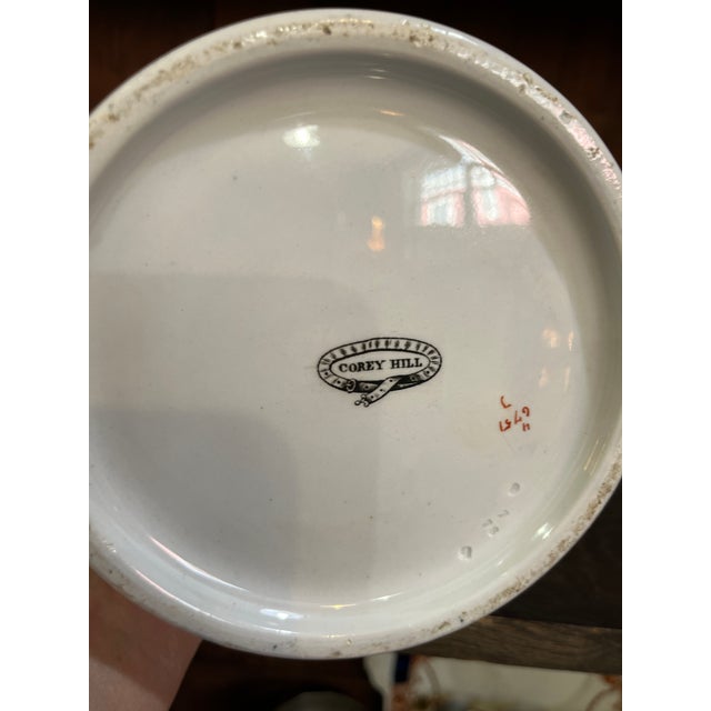 1900s Ridgway English Transferware Large Pitcher Jug Imari Blue White Corey Hill For Sale In Philadelphia - Image 6 of 9