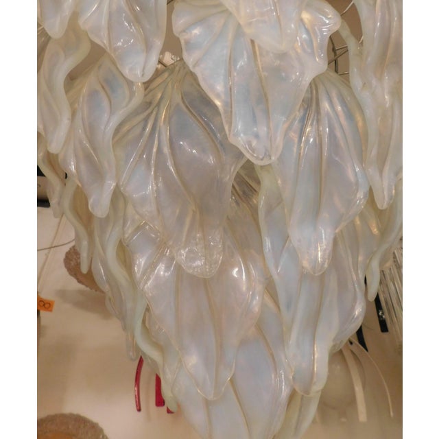 Vintage Opal Leaf Chandelier in Murano Glass, 1980 For Sale - Image 14 of 16