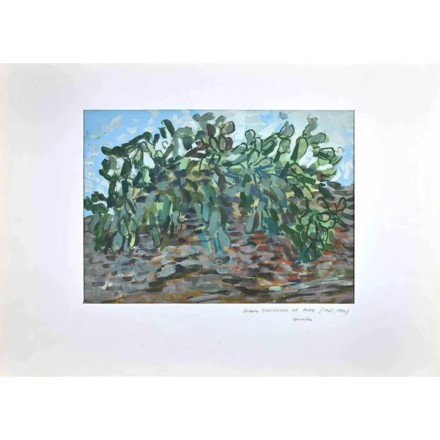 Modern Antoine Mayo, Landscape, Original Gouache, 1950s For Sale - Image 3 of 3