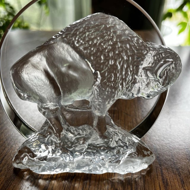 Victor Trabucco Buffalo Bison Crystal Figurine Statue Signed Art Glass Sculpture For Sale - Image 12 of 15