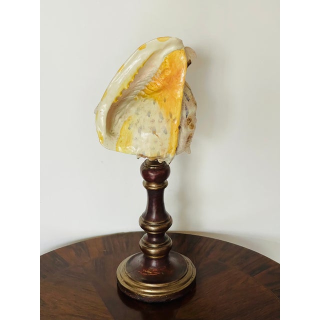 Shabby Chic Vintage Faux Sea Shell Handpainted on Wood Stand For Sale - Image 3 of 6