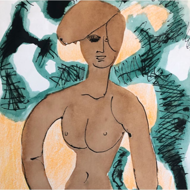 MCM watercolor from the estate of Chicago artist James Frederic Bone (1929-2015). Signed, dated and titled "Figure" lower...