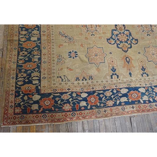Textile 1930s Classic Allover Medallion Beige Field Antique Knotted Persian Mahal Rug For Sale - Image 7 of 8
