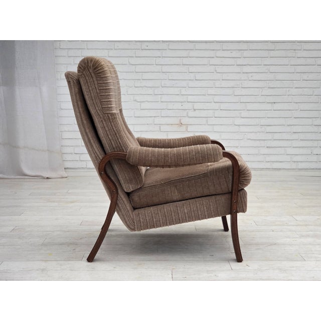 Danish Light Brown Corduroy and Dark Beech Wood Armchairs, 1970s, Set of 2 For Sale - Image 6 of 17