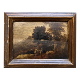Rural Landscape with Figures, Oil on Canvas, 18th Century For Sale
