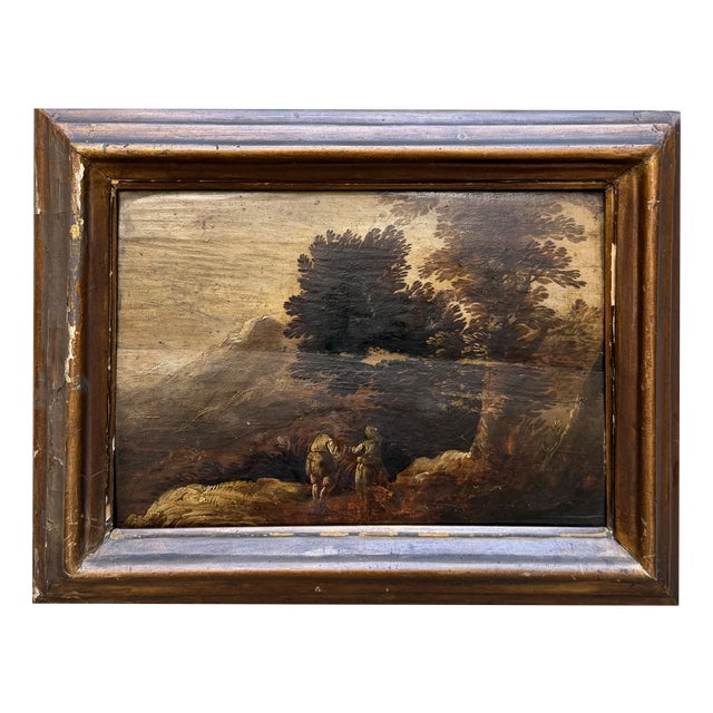 Rural Landscape with Figures, Oil on Canvas, 18th Century For Sale