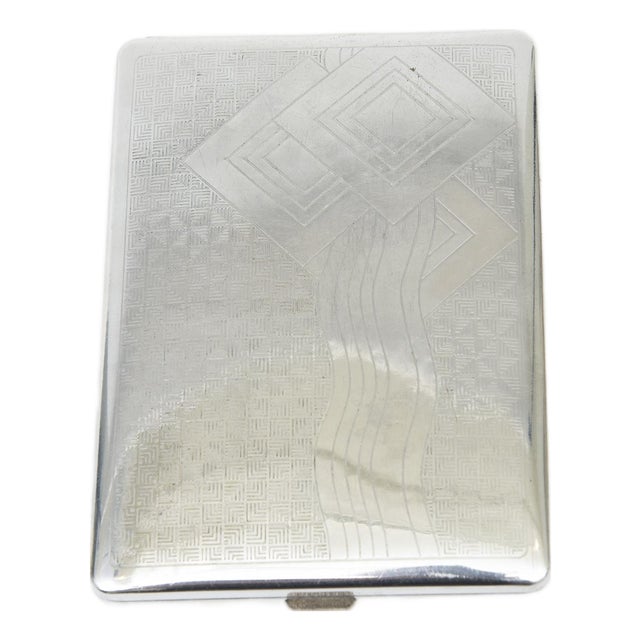 Vintage Art Deco Silver Tooled Card Case, 1930's For Sale