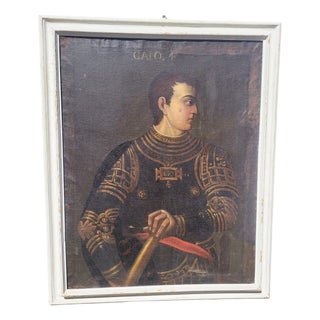 Italian Artist, Portrait of Emperor Caligula in Armor, 17th Century, Oil on Canvas For Sale