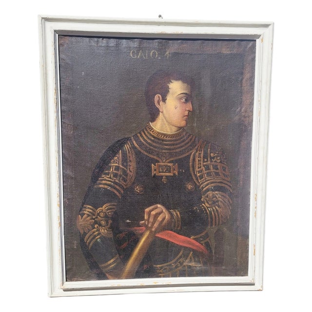 Italian Artist, Portrait of Emperor Caligula in Armor, 17th Century, Oil on Canvas For Sale